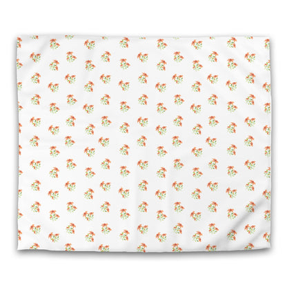 Off-White Cotton Sateen Duvet Cover, Medium Pale Orange Floral Pattern, CSDU-1385, King - 269 x  234 cm / 106 x 92 inches