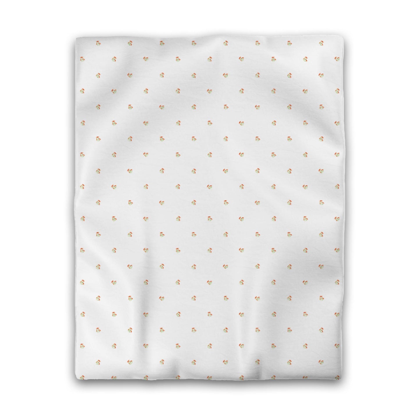Off-White Cotton Sateen Duvet Cover, Small Pale Orange Floral Pattern, CSDU-1386, Twin - 178 x 229 cm / 70 x 90 inches