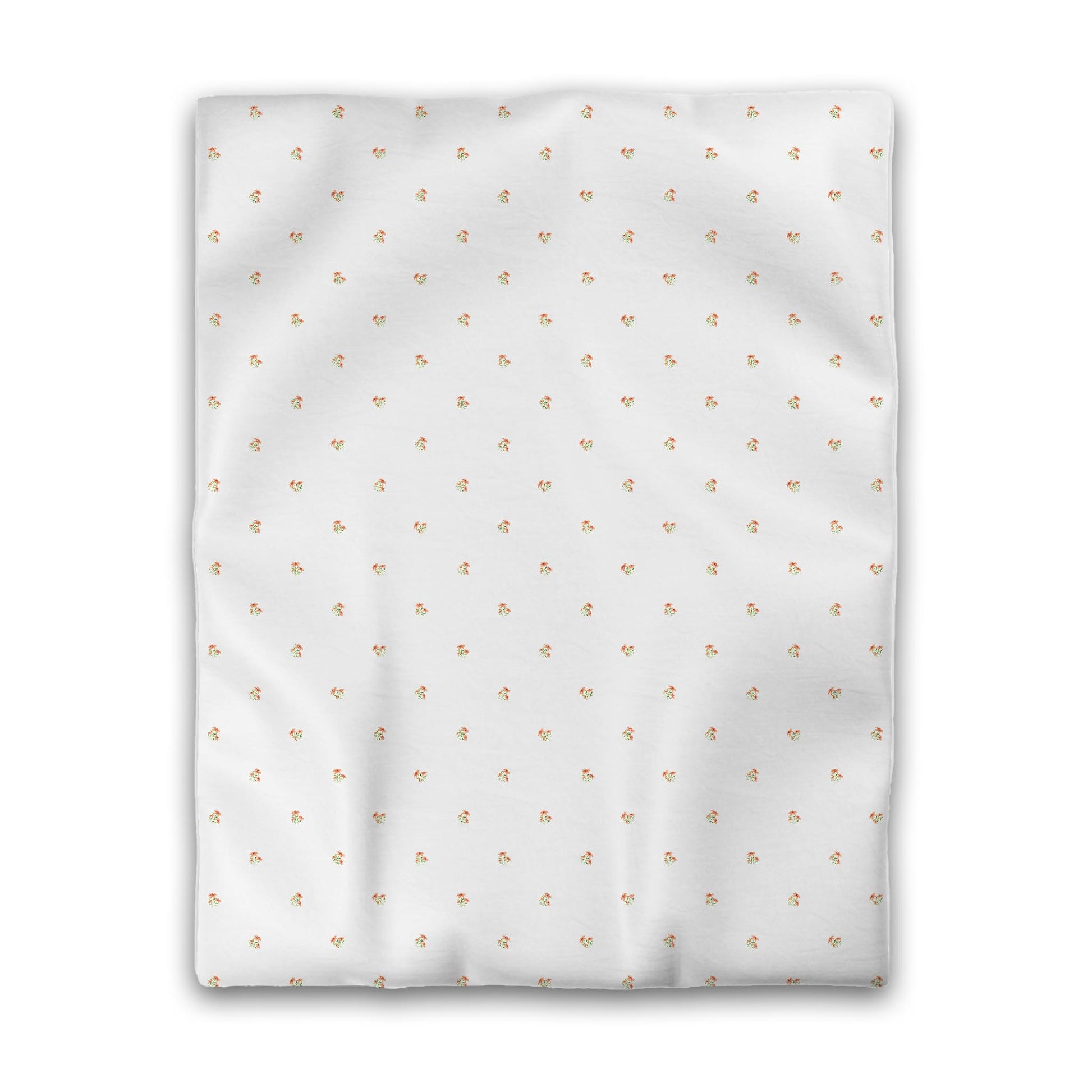 Off-White Cotton Sateen Duvet Cover, Small Pale Orange Floral Pattern, CSDU-1386, Twin - 178 x 229 cm / 70 x 90 inches