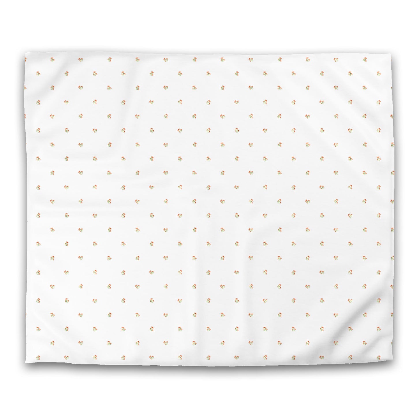 Off-White Cotton Sateen Duvet Cover, Small Pale Orange Floral Pattern, CSDU-1386, King - 269 x  234 cm / 106 x 92 inches
