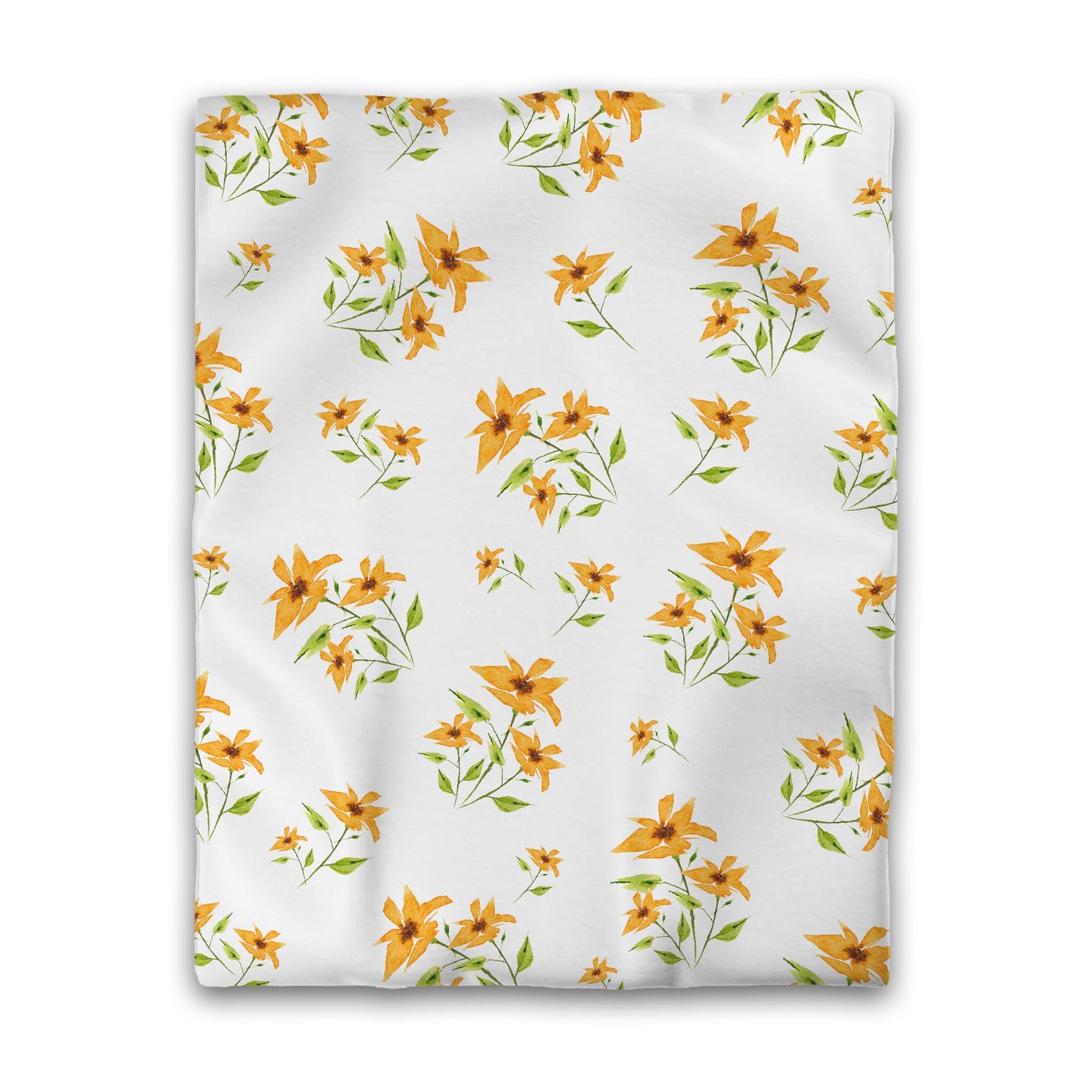 Off-White Cotton Sateen Duvet Cover, Large Yellow-Orange Floral Print, CSDU-1394, Twin - 178 x 229 cm / 70 x 90 inches