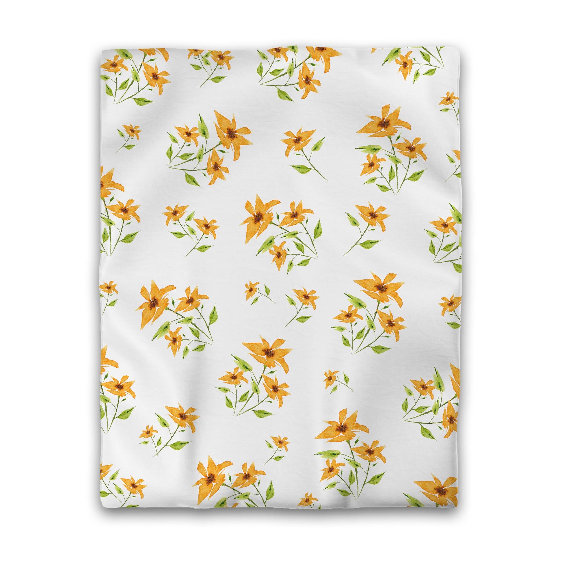Off-White Cotton Sateen Duvet Cover, Large Yellow-Orange Floral Print, CSDU-1394, Twin - 178 x 229 cm / 70 x 90 inches