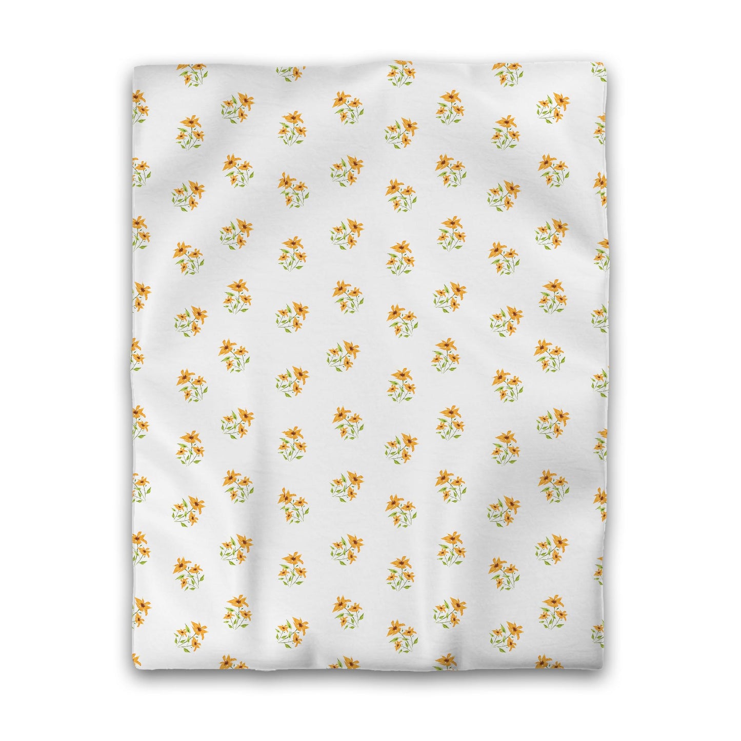 Off-White Cotton Sateen Duvet Cover, Medium Yellow-Orange Floral Pattern, CSDU-1395, Twin - 178 x 229 cm / 70 x 90 inches