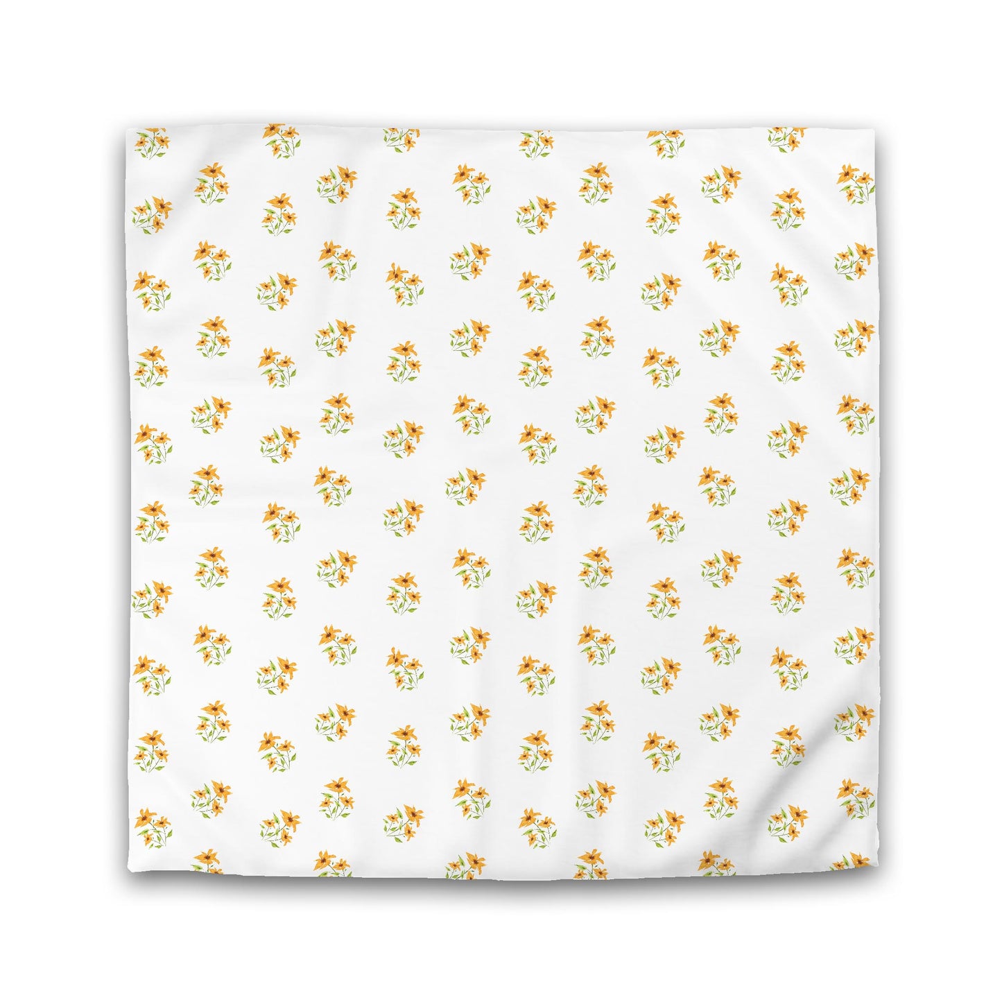 Off-White Cotton Sateen Duvet Cover, Medium Yellow-Orange Floral Pattern | CSDU-1395