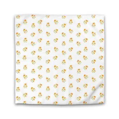 Off-White Cotton Sateen Duvet Cover, Medium Yellow-Orange Floral Pattern | CSDU-1395