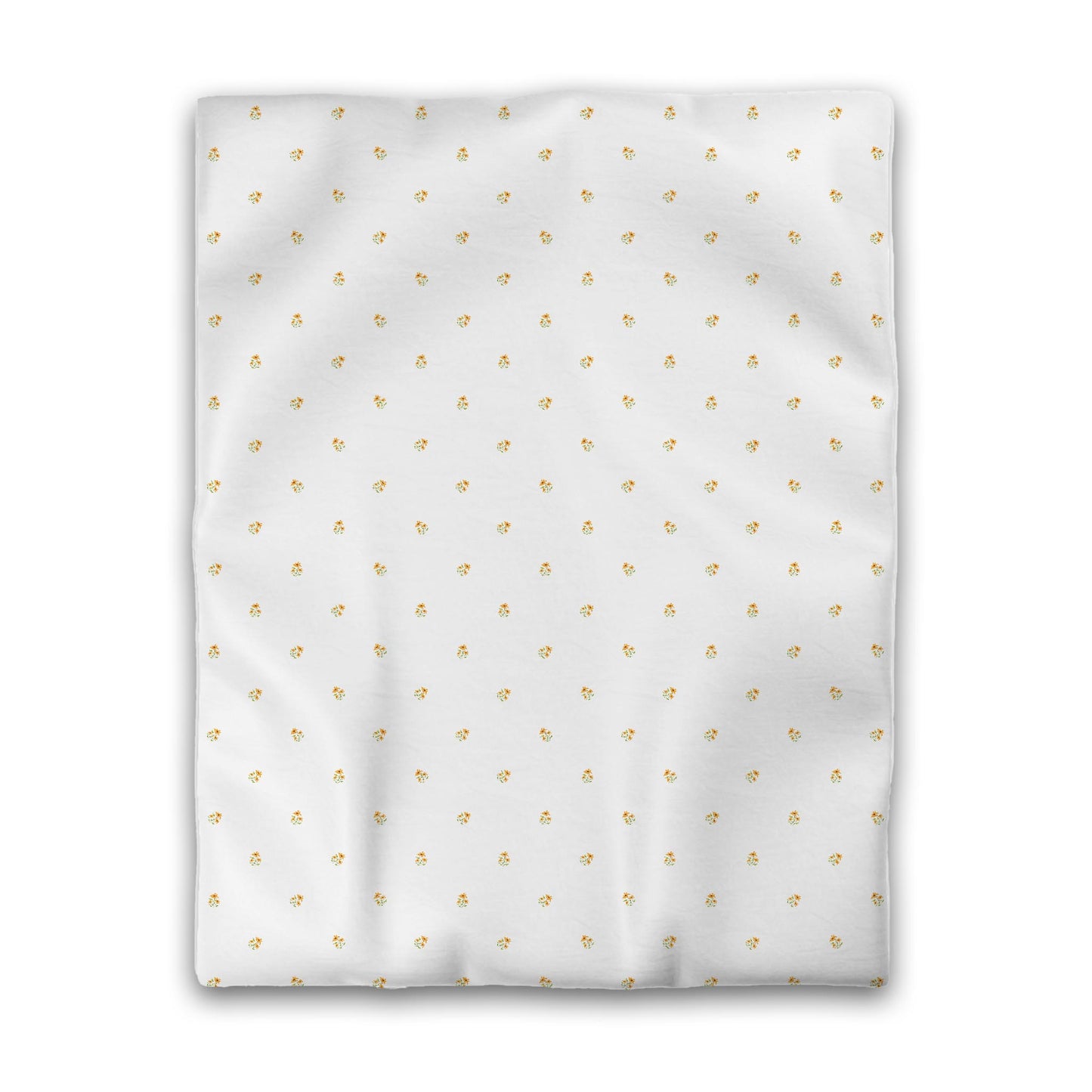 Off-White Cotton Sateen Duvet Cover, Small Yellow-Orange Floral Pattern, CSDU-1396, Twin - 178 x 229 cm / 70 x 90 inches