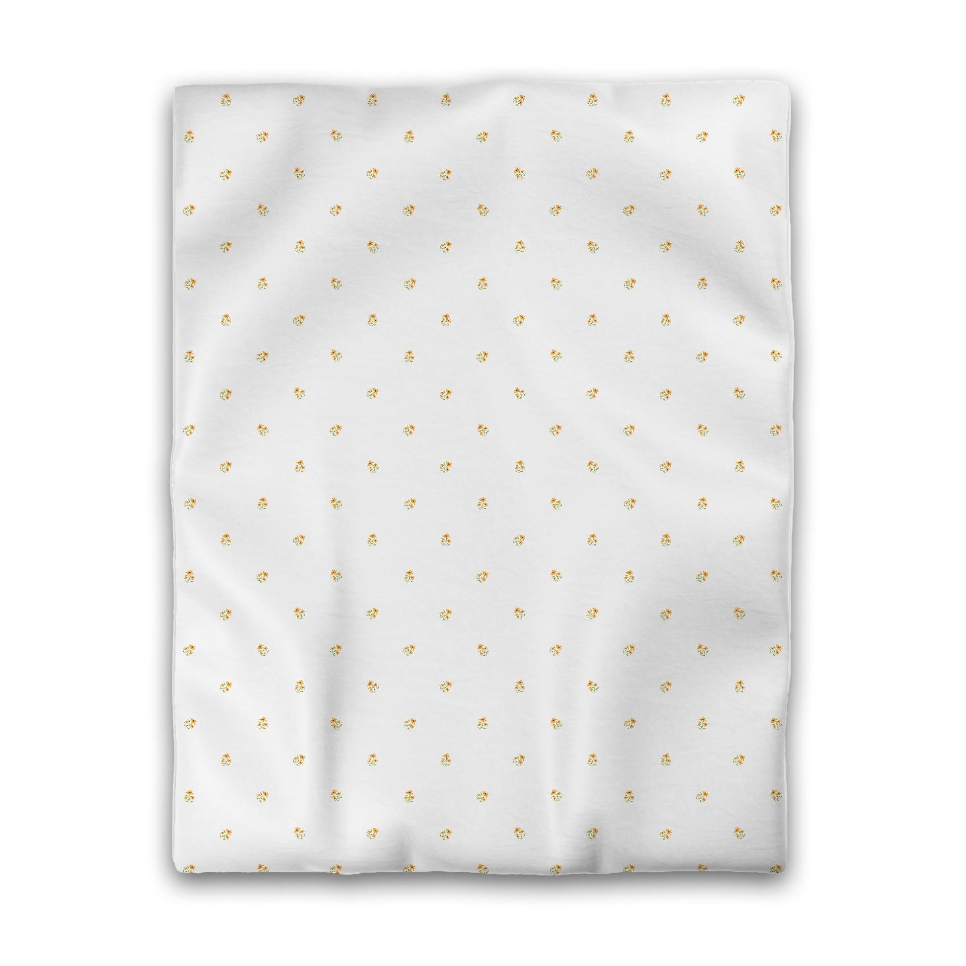Off-White Cotton Sateen Duvet Cover, Small Yellow-Orange Floral Pattern, CSDU-1396, Twin - 178 x 229 cm / 70 x 90 inches