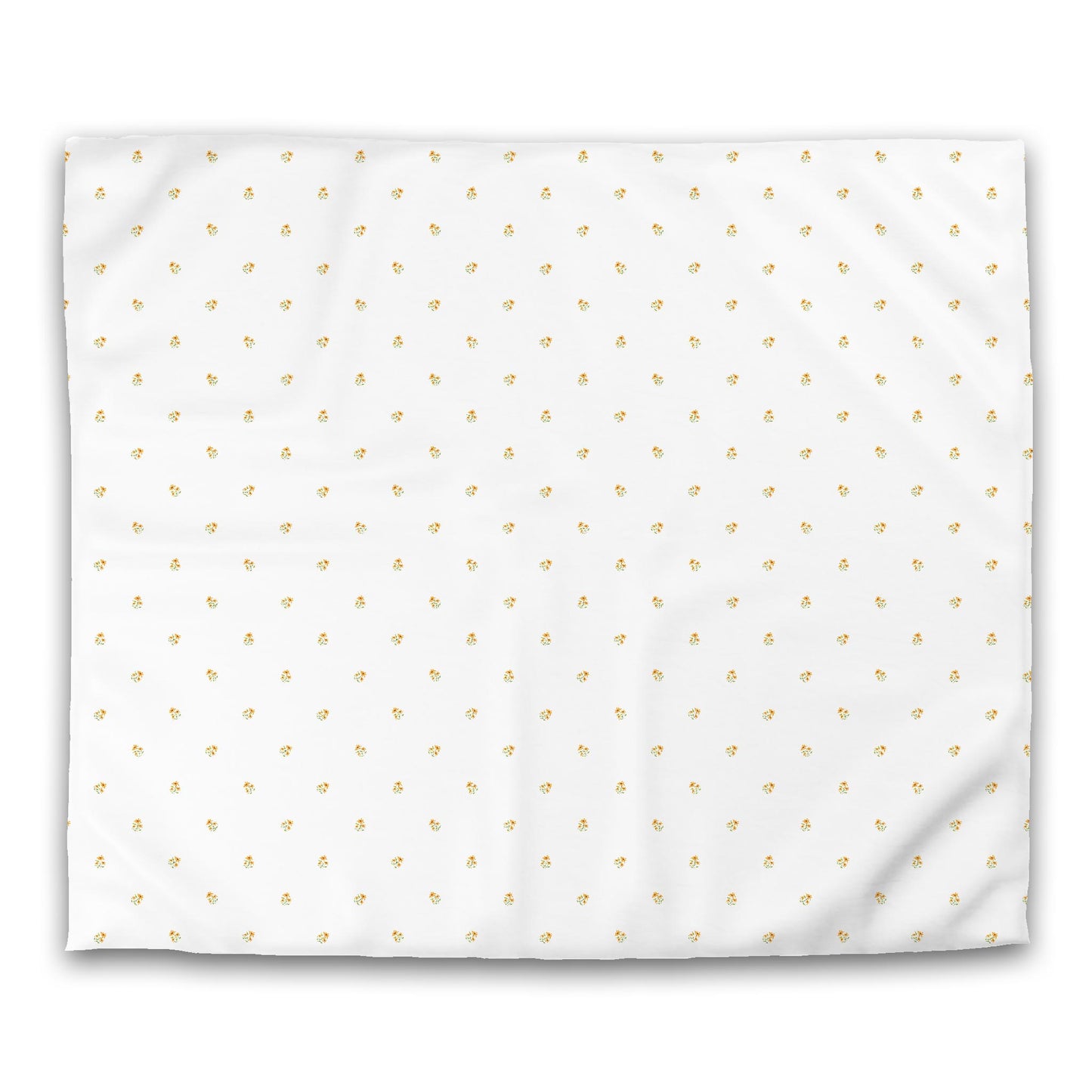 Off-White Cotton Sateen Duvet Cover, Small Yellow-Orange Floral Pattern, CSDU-1396, King - 269 x  234 cm / 106 x 92 inches