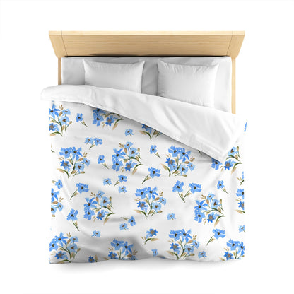 Off-White Cotton Sateen Duvet Cover, Large Blue Floral Print, CSDU-1404, Queen - 229 x 229 cm / 90 x 90 inches