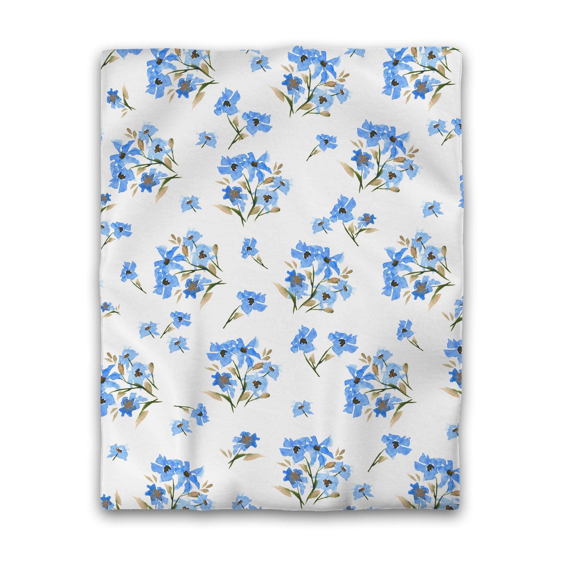 Off-White Cotton Sateen Duvet Cover, Large Blue Floral Print, CSDU-1404, Twin - 178 x 229 cm / 70 x 90 inches