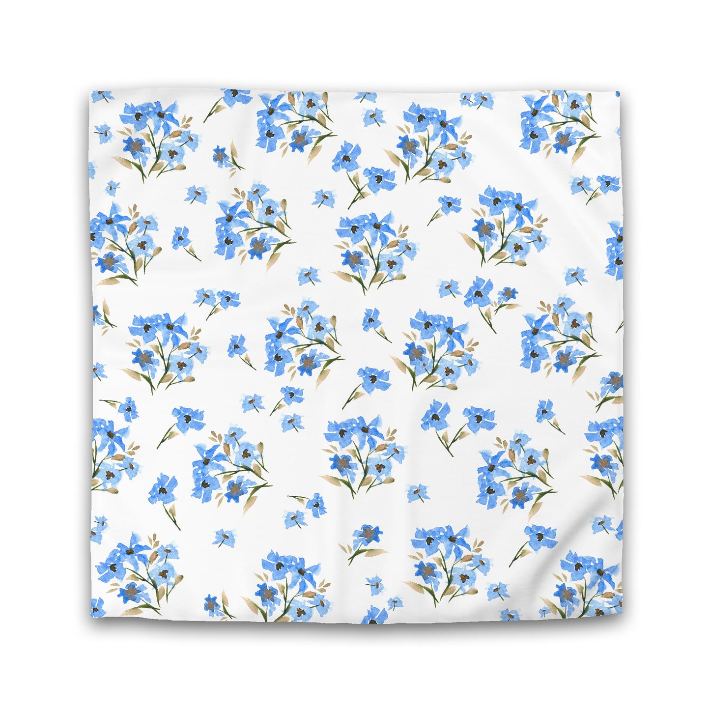 Off-White Cotton Sateen Duvet Cover, Large Blue Floral Print | CSDU-1404