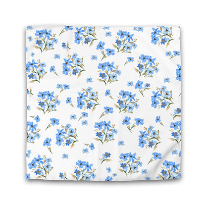 Off-White Cotton Sateen Duvet Cover, Large Blue Floral Print | CSDU-1404