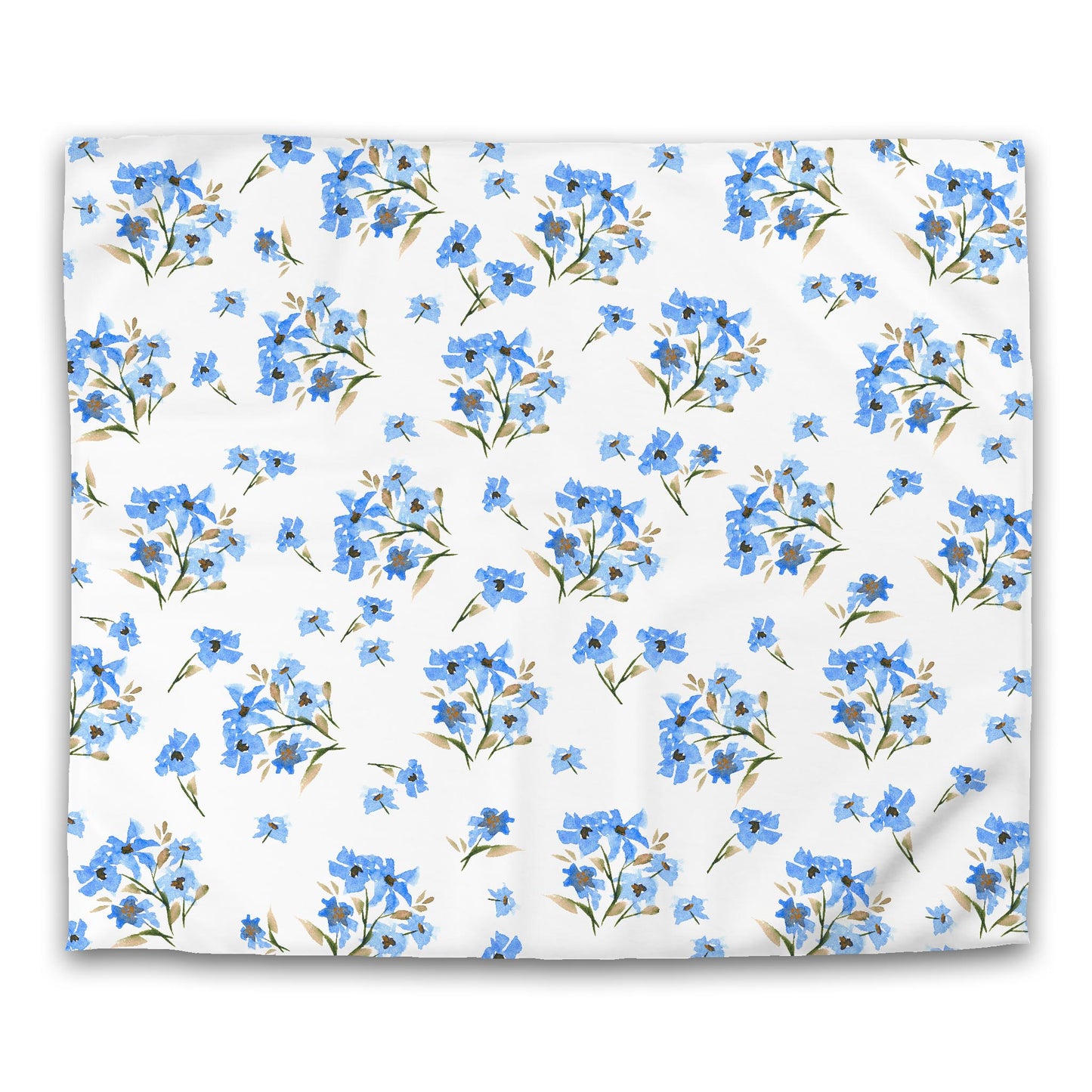 Off-White Cotton Sateen Duvet Cover, Large Blue Floral Print, CSDU-1404, King - 269 x  234 cm / 106 x 92 inches