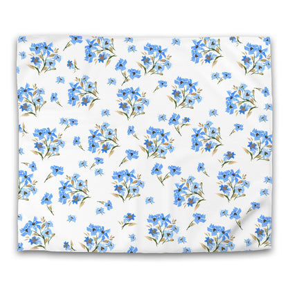 Off-White Cotton Sateen Duvet Cover, Large Blue Floral Print, CSDU-1404, King - 269 x  234 cm / 106 x 92 inches
