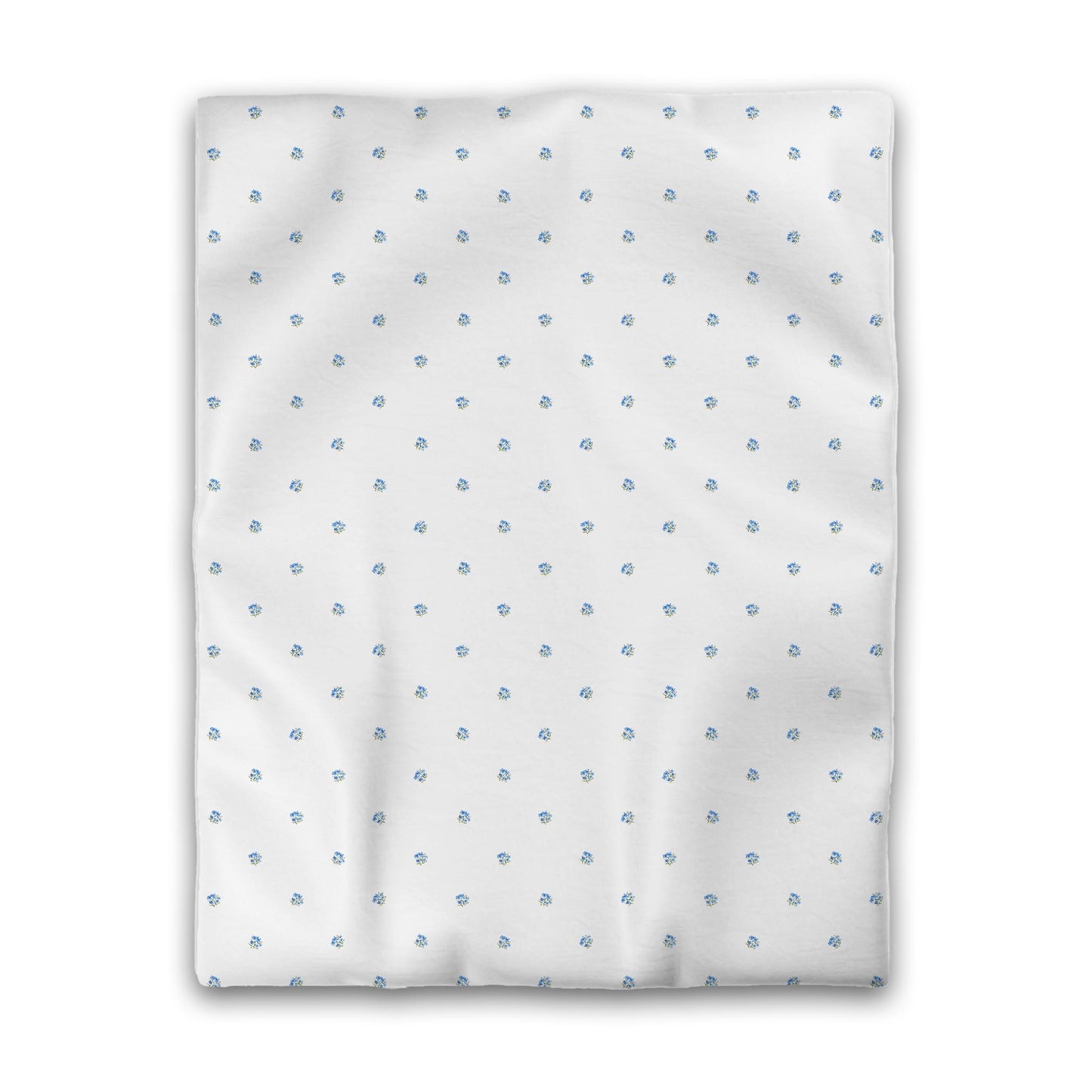 Off-White Cotton Sateen Duvet Cover, Small Blue Floral Pattern, CSDU-1406, Twin - 178 x 229 cm / 70 x 90 inches