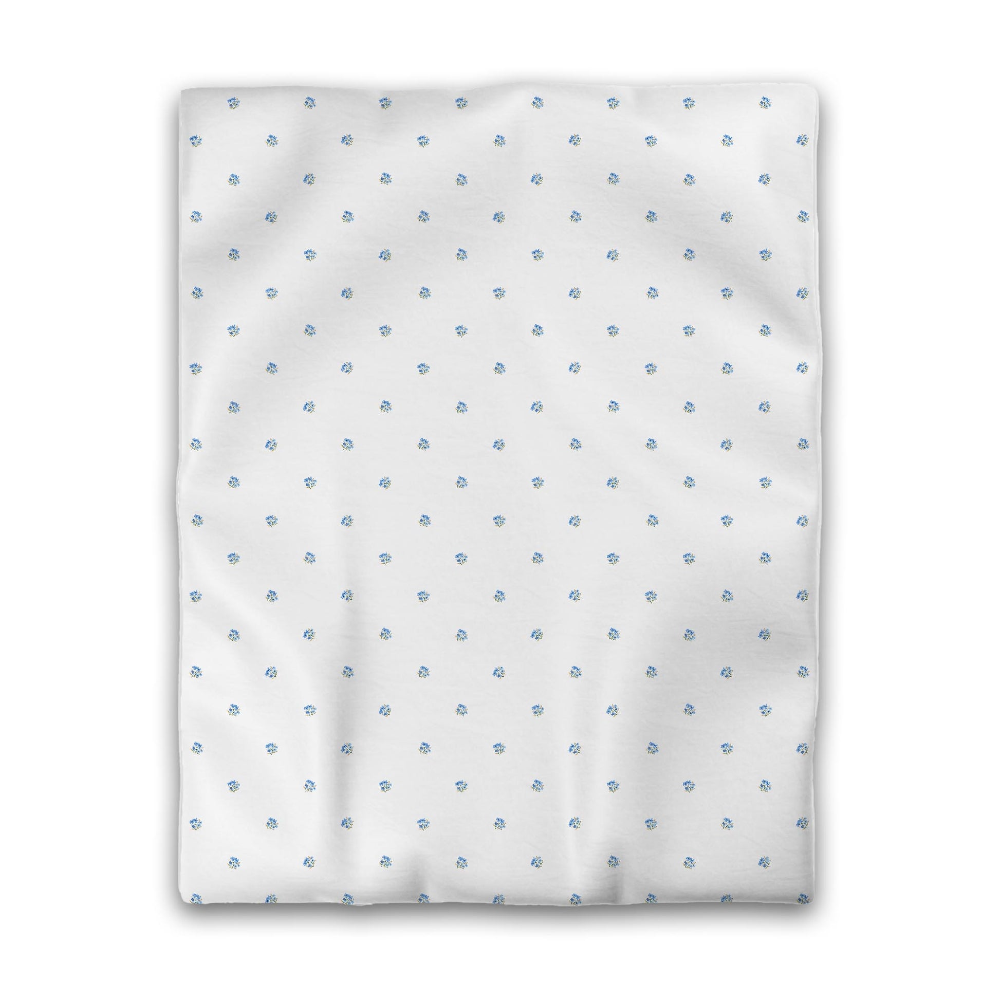 Off-White Cotton Sateen Duvet Cover, Small Blue Floral Pattern, CSDU-1406, Twin - 178 x 229 cm / 70 x 90 inches