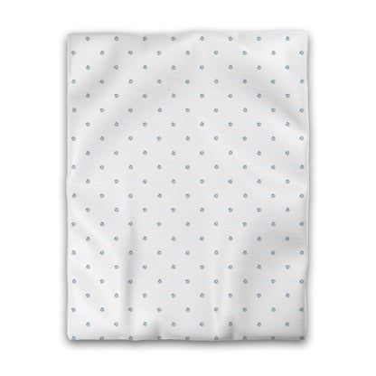 Off-White Cotton Sateen Duvet Cover, Small Blue Floral Pattern, CSDU-1406, Twin - 178 x 229 cm / 70 x 90 inches