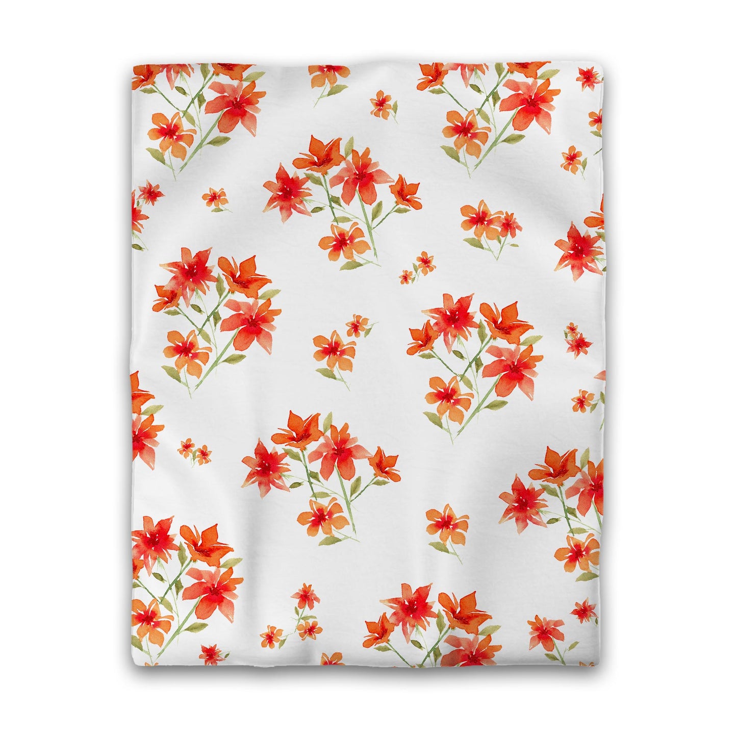 Off-White Cotton Sateen Duvet Cover, Large Red Floral Print, CSDU-1414, Twin - 178 x 229 cm / 70 x 90 inches