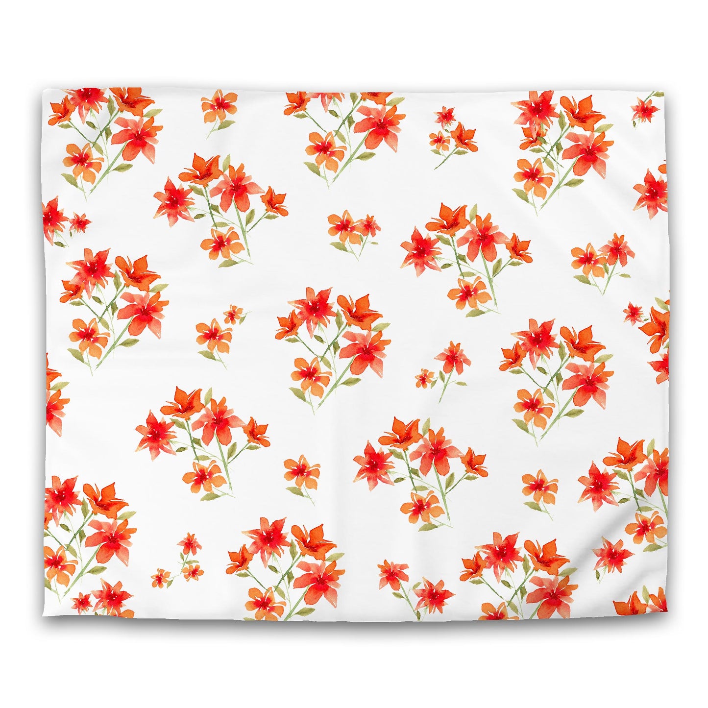 Off-White Cotton Sateen Duvet Cover, Large Red Floral Print, CSDU-1414, King - 269 x  234 cm / 106 x 92 inches