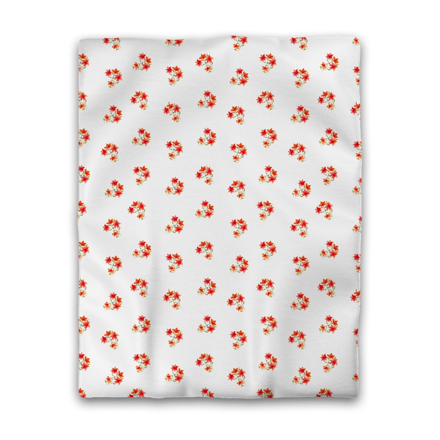 Off-White Cotton Sateen Duvet Cover, Medium Red Floral Pattern, CSDU-1415, Twin - 178 x 229 cm / 70 x 90 inches