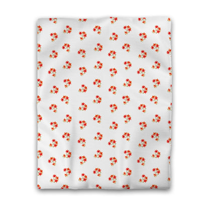 Off-White Cotton Sateen Duvet Cover, Medium Red Floral Pattern, CSDU-1415, Twin - 178 x 229 cm / 70 x 90 inches