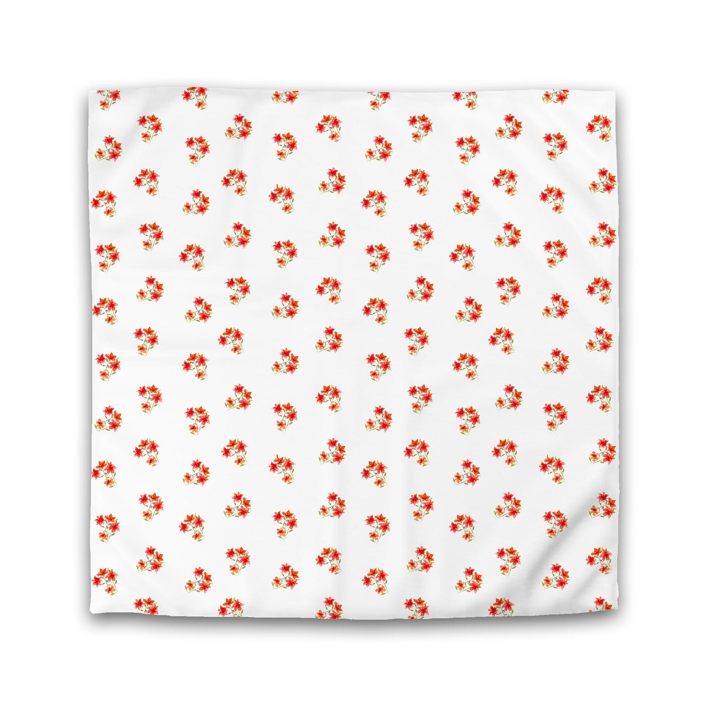 Off-White Cotton Sateen Duvet Cover, Medium Red Floral Pattern | CSDU-1415