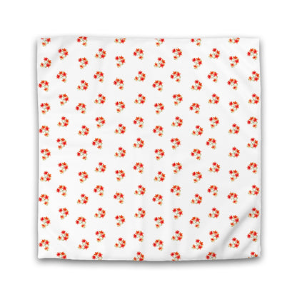 Off-White Cotton Sateen Duvet Cover, Medium Red Floral Pattern | CSDU-1415