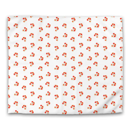 Off-White Cotton Sateen Duvet Cover, Medium Red Floral Pattern, CSDU-1415, King - 269 x  234 cm / 106 x 92 inches