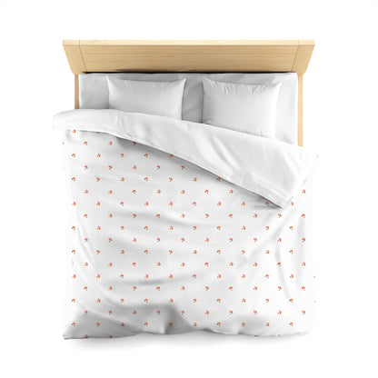 Off-White Cotton Sateen Duvet Cover, Small Red Floral Pattern, CSDU-1416, Queen - 229 x 229 cm / 90 x 90 inches