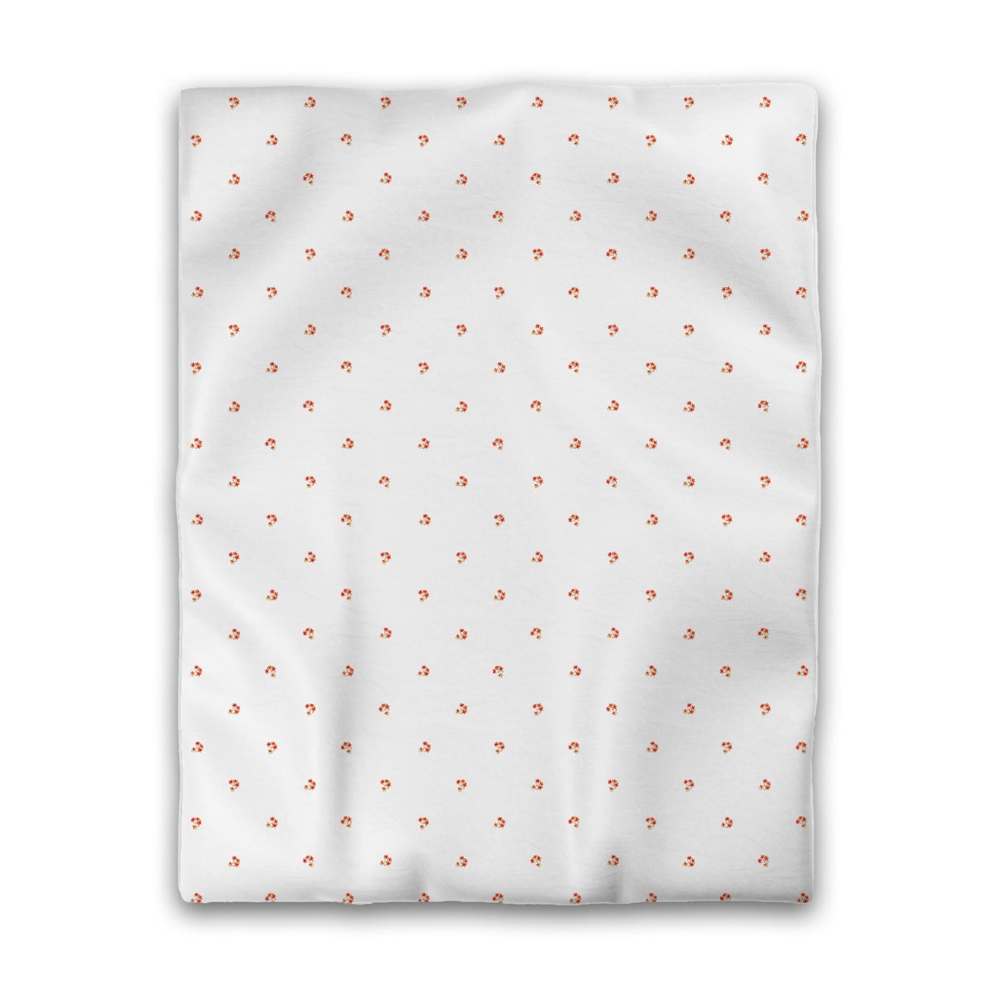 Off-White Cotton Sateen Duvet Cover, Small Red Floral Pattern, CSDU-1416, Twin - 178 x 229 cm / 70 x 90 inches