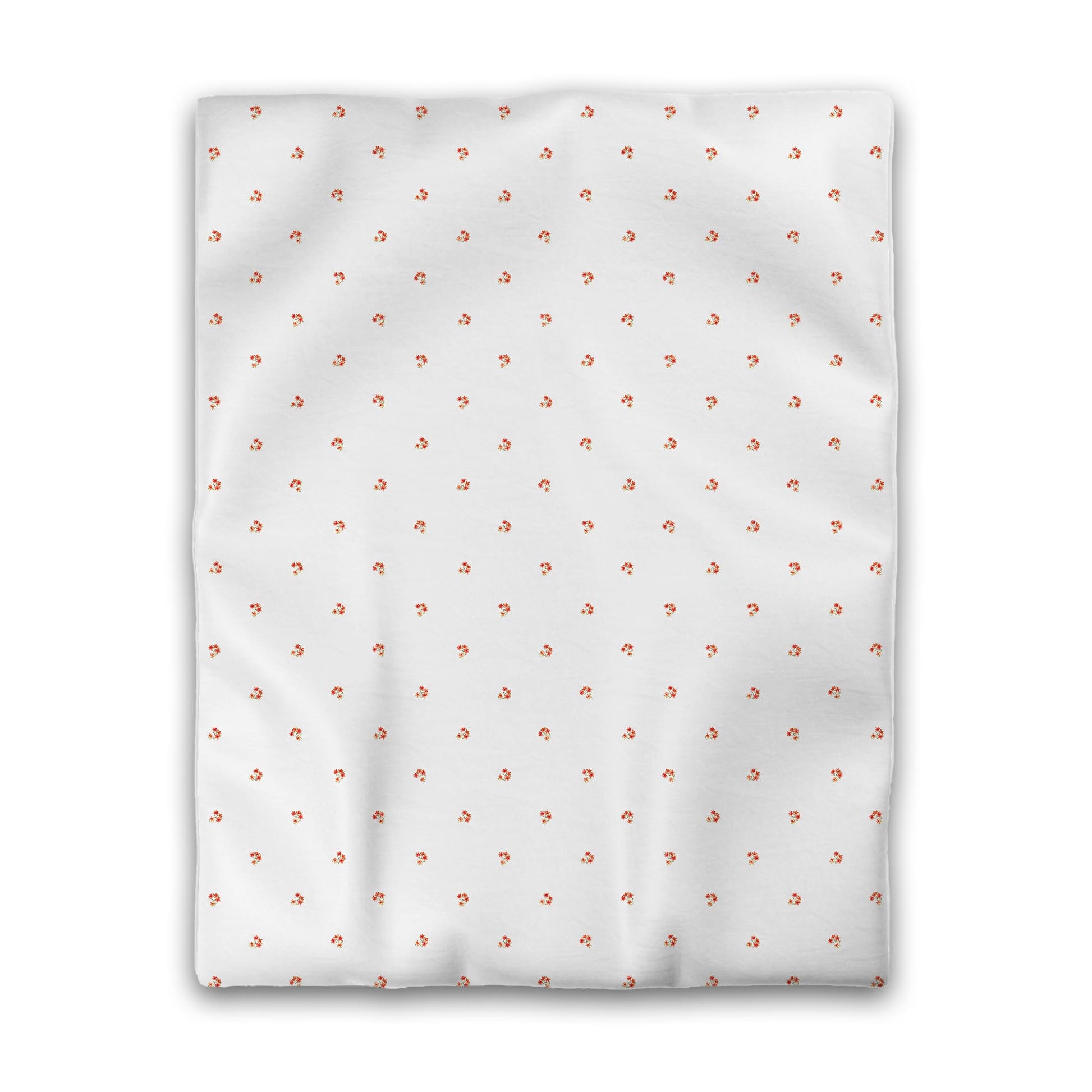 Off-White Cotton Sateen Duvet Cover, Small Red Floral Pattern, CSDU-1416, Twin - 178 x 229 cm / 70 x 90 inches