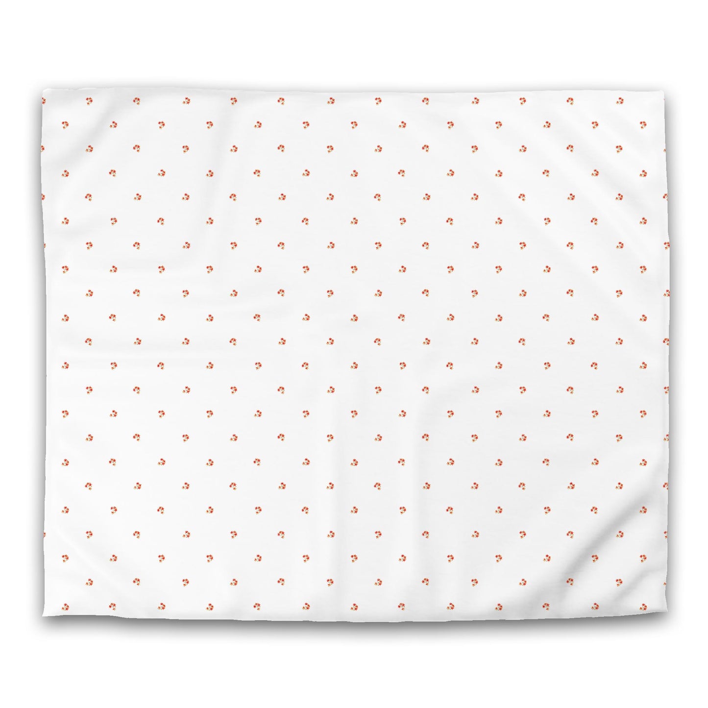 Off-White Cotton Sateen Duvet Cover, Small Red Floral Pattern, CSDU-1416, King - 269 x  234 cm / 106 x 92 inches