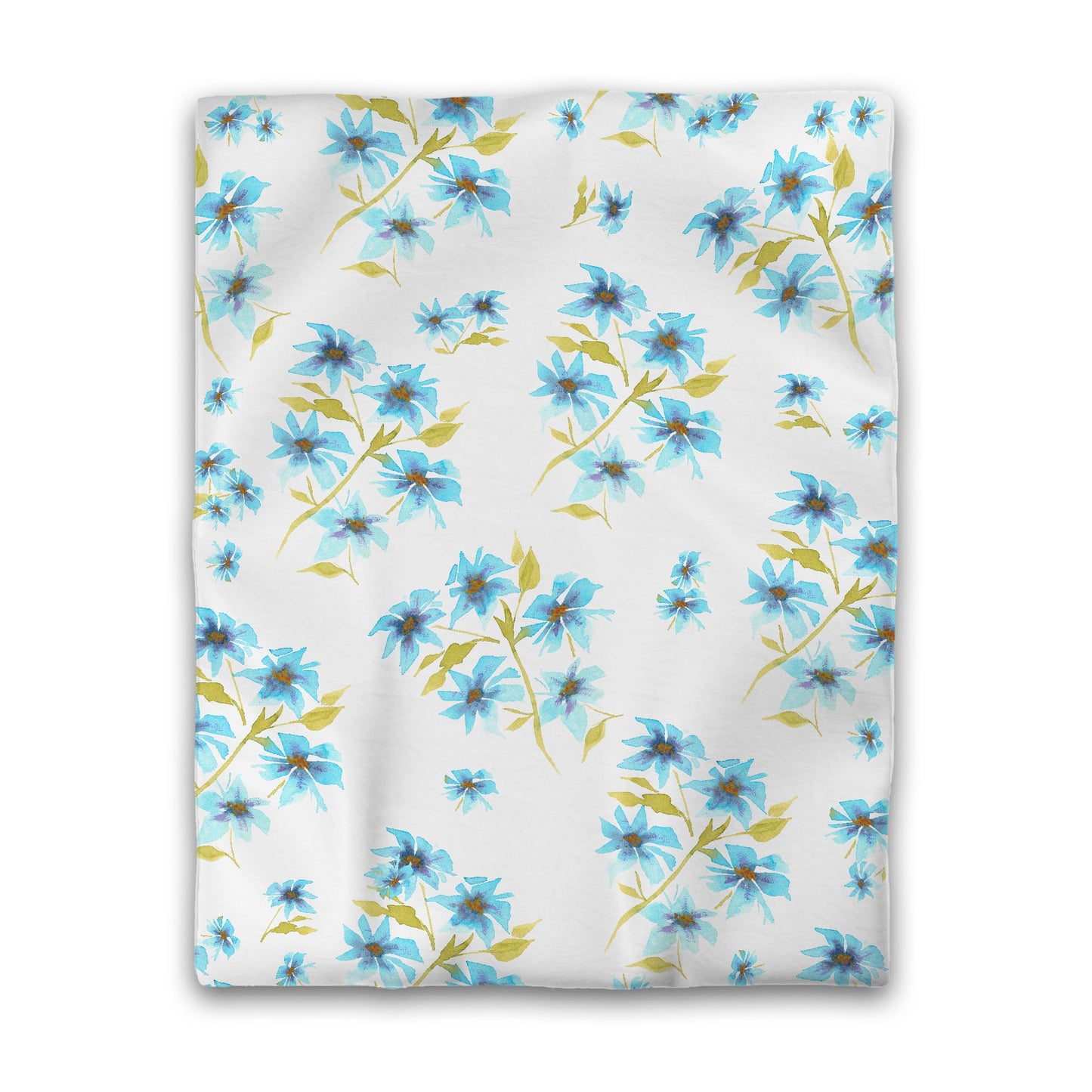 Off-White Cotton Sateen Duvet Cover, Large Blue Floral Print, CSDU-1434, Twin - 178 x 229 cm / 70 x 90 inches