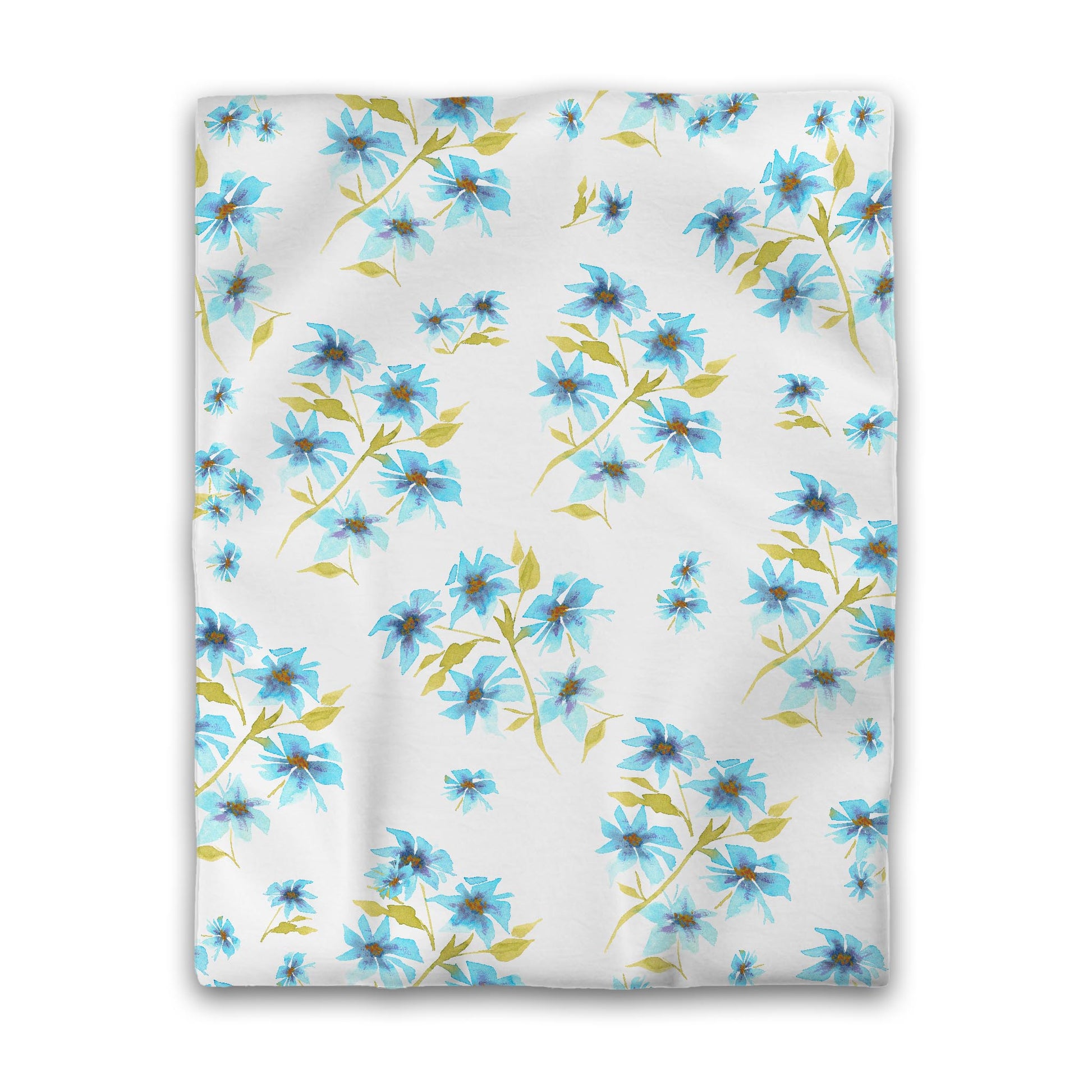 Off-White Cotton Sateen Duvet Cover, Large Blue Floral Print, CSDU-1434, Twin - 178 x 229 cm / 70 x 90 inches