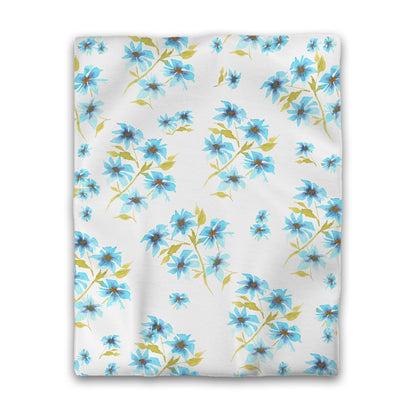 Off-White Cotton Sateen Duvet Cover, Large Blue Floral Print, CSDU-1434, Twin - 178 x 229 cm / 70 x 90 inches