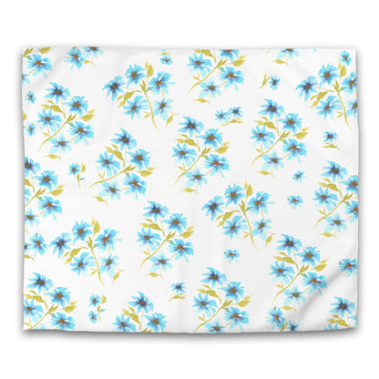 Off-White Cotton Sateen Duvet Cover, Large Blue Floral Print, CSDU-1434, King - 269 x  234 cm / 106 x 92 inches