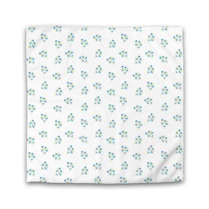 Off-White Cotton Sateen Duvet Cover, Medium Blue Floral Pattern | CSDU-1435