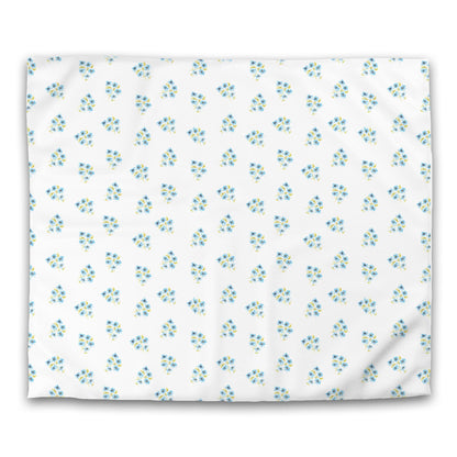 Off-White Cotton Sateen Duvet Cover, Medium Blue Floral Pattern, CSDU-1435, King - 269 x  234 cm / 106 x 92 inches