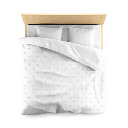 Off-White Cotton Sateen Duvet Cover, Small Blue Floral Pattern, CSDU-1436, Queen - 229 x 229 cm / 90 x 90 inches