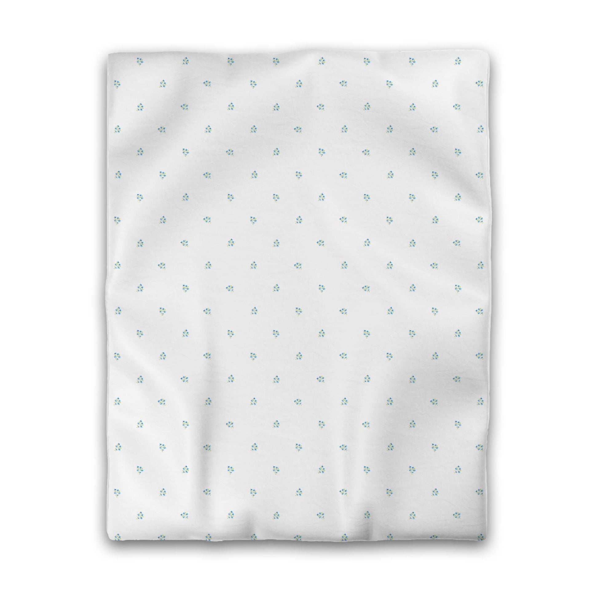 Off-White Cotton Sateen Duvet Cover, Small Blue Floral Pattern, CSDU-1436, Twin - 178 x 229 cm / 70 x 90 inches