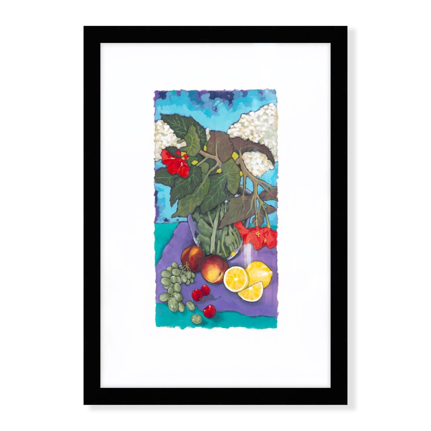 Fruit & Florals #1146 Framed Fine Art Print - Vertical Layout with Faux Deckled Edge