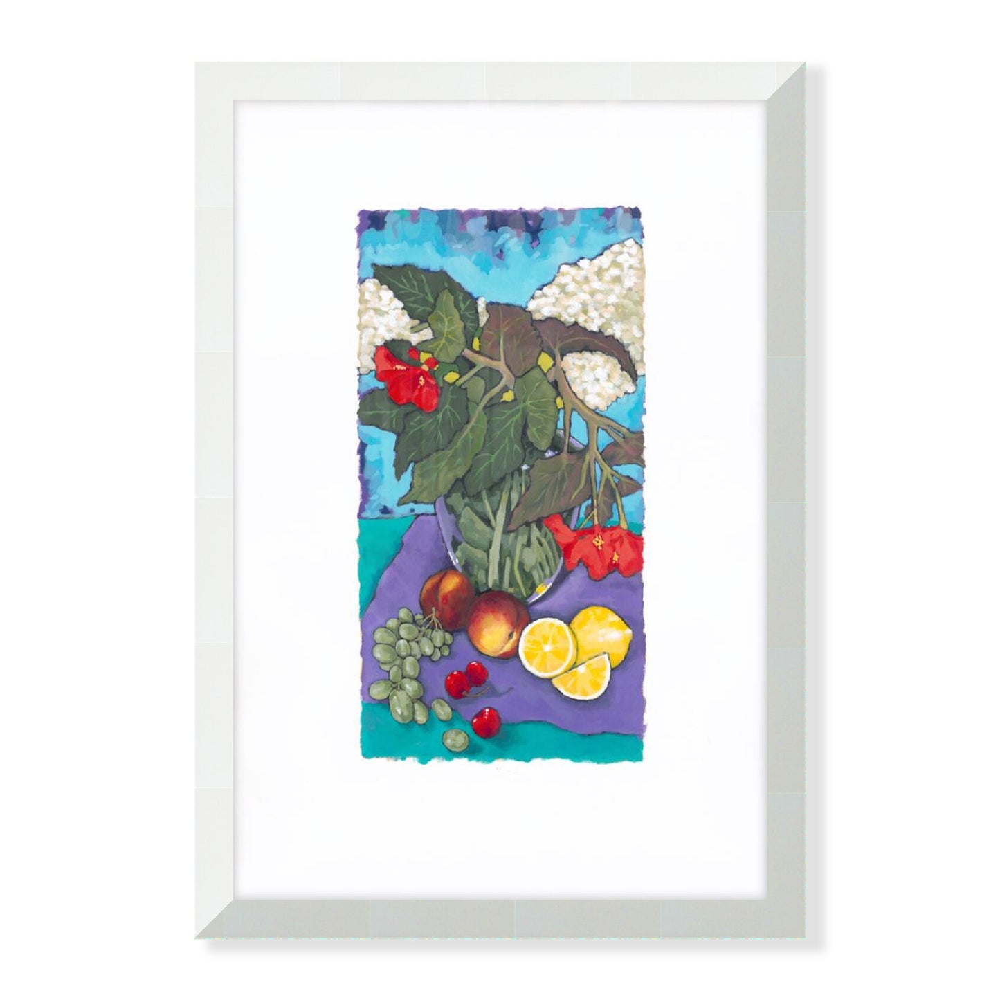 Fruit & Florals #1146 Framed Fine Art Print - Vertical Layout with Faux Deckled Edge