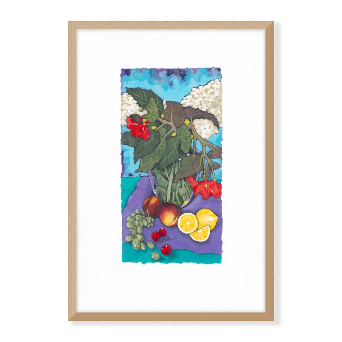 Fruit & Florals #1146 Framed Fine Art Print - Vertical Layout with Faux Deckled Edge