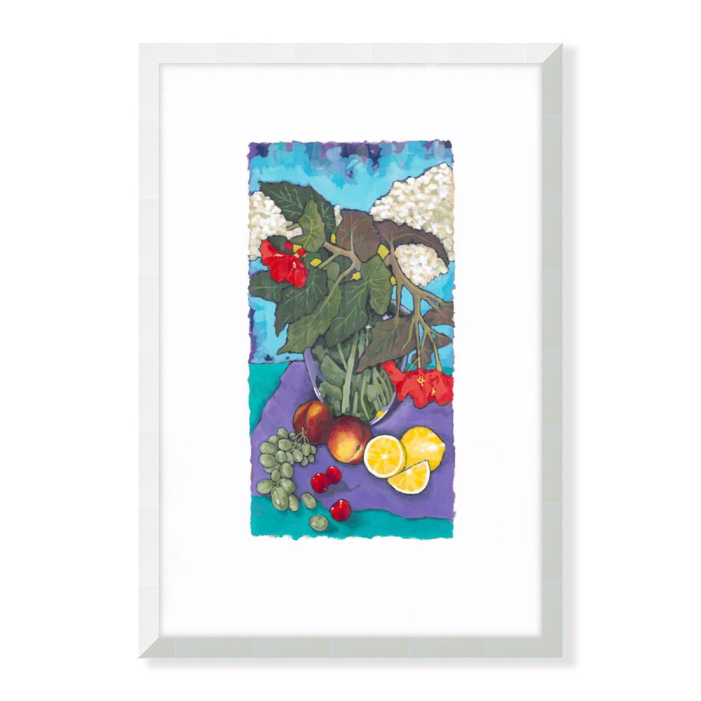Fruit & Florals #1146 Framed Fine Art Print - Vertical Layout with Faux Deckled Edge