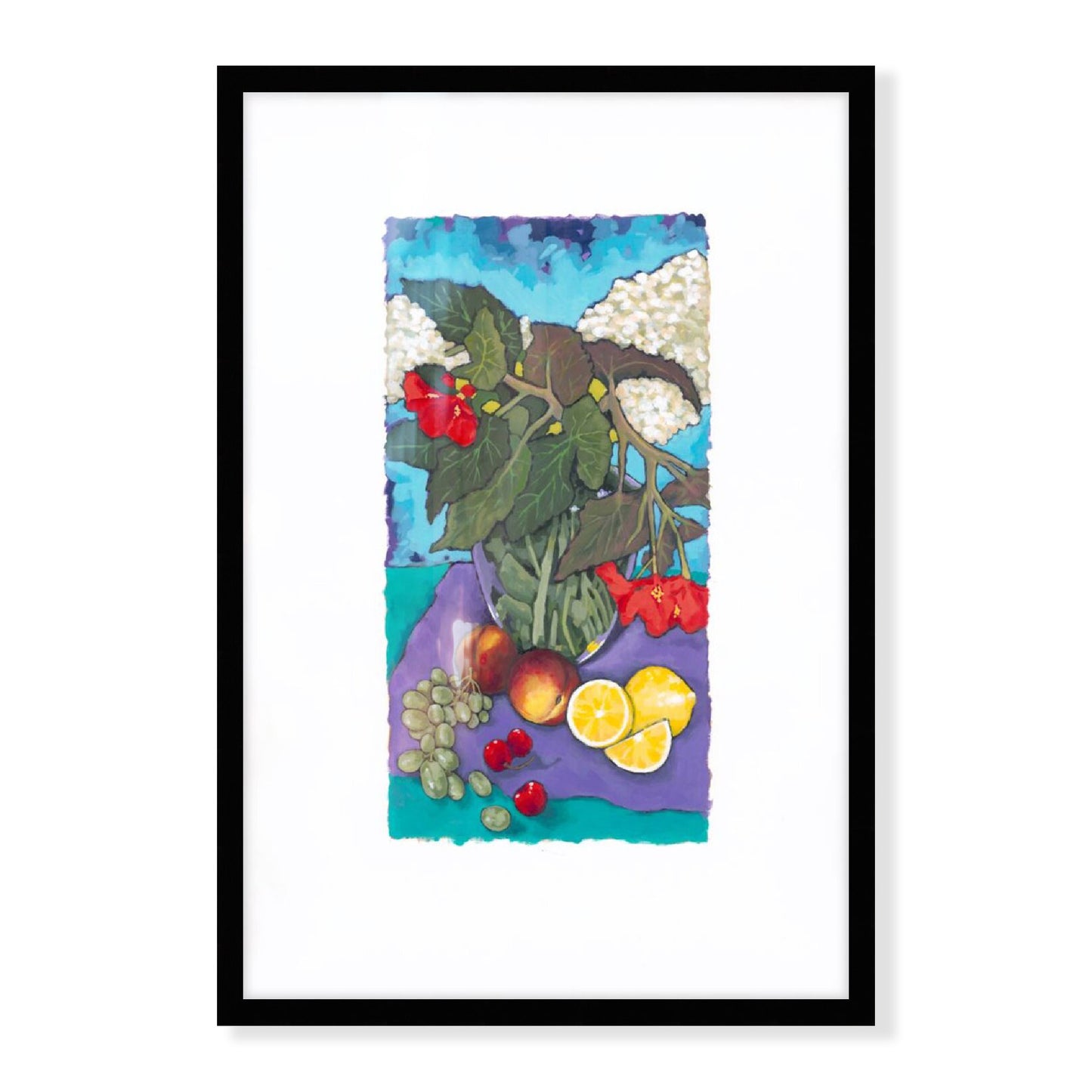 Fruit & Florals #1146 Framed Fine Art Print - Vertical Layout with Faux Deckled Edge