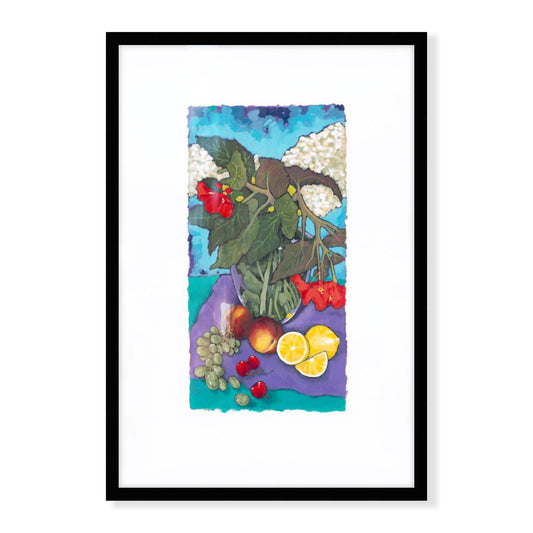 Fruit & Florals #1146 Framed Fine Art Print - Vertical Layout with Faux Deckled Edge