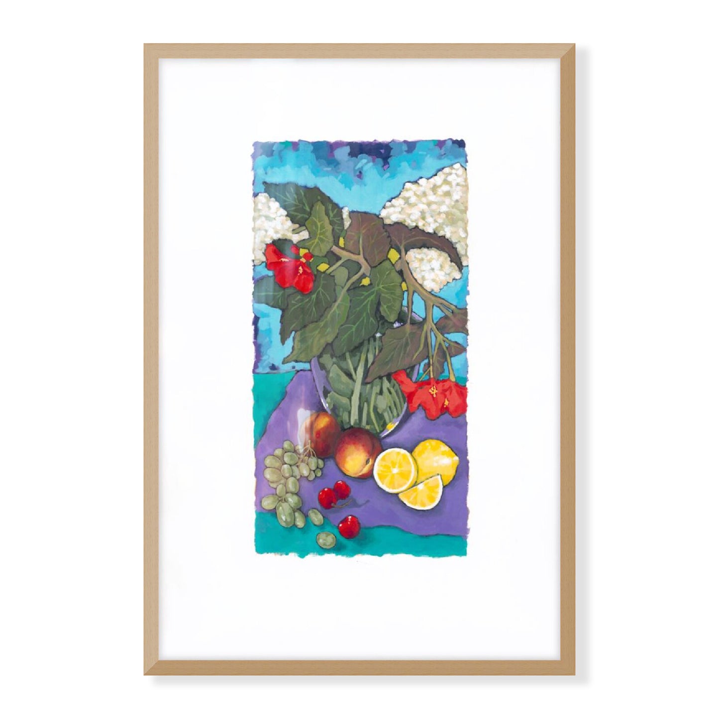 Fruit & Florals #1146 Framed Fine Art Print - Vertical Layout with Faux Deckled Edge