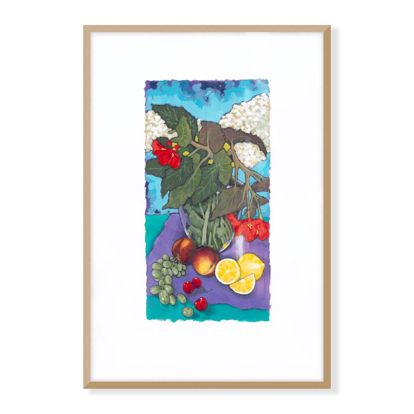 Fruit & Florals #1146 Framed Fine Art Print - Vertical Layout with Faux Deckled Edge