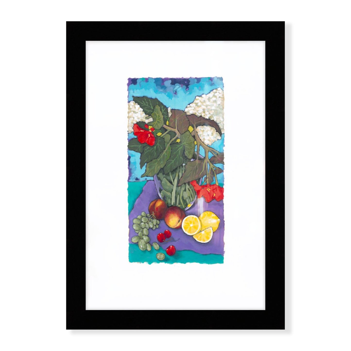 Fruit & Florals #1146 Framed Fine Art Print - Vertical Layout with Faux Deckled Edge