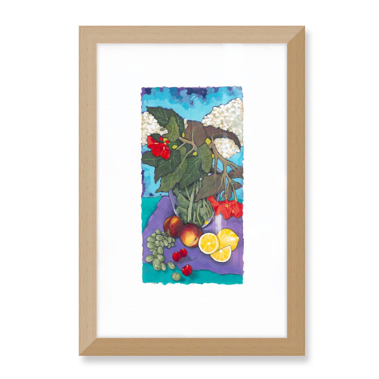 Fruit & Florals #1146 Framed Fine Art Print - Vertical Layout with Faux Deckled Edge